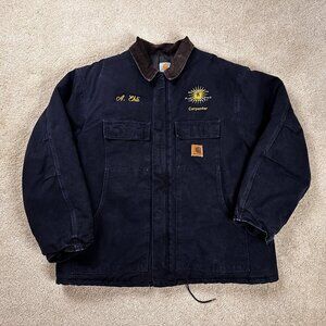 Vintage Carhartt Chore Coat Jacket Mens XXL Blue Quilted Corduroy Work C26 MDT